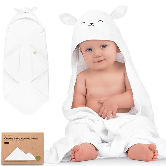 KeaBabies Hooded Baby Towel for Newborn - Viscose Derived from Bamboo Large Baby Bath Towels with Hood for Boys, Girls, Toddler, Extra Absorbent & Soft Newborn Bath Essentials (Lamb)