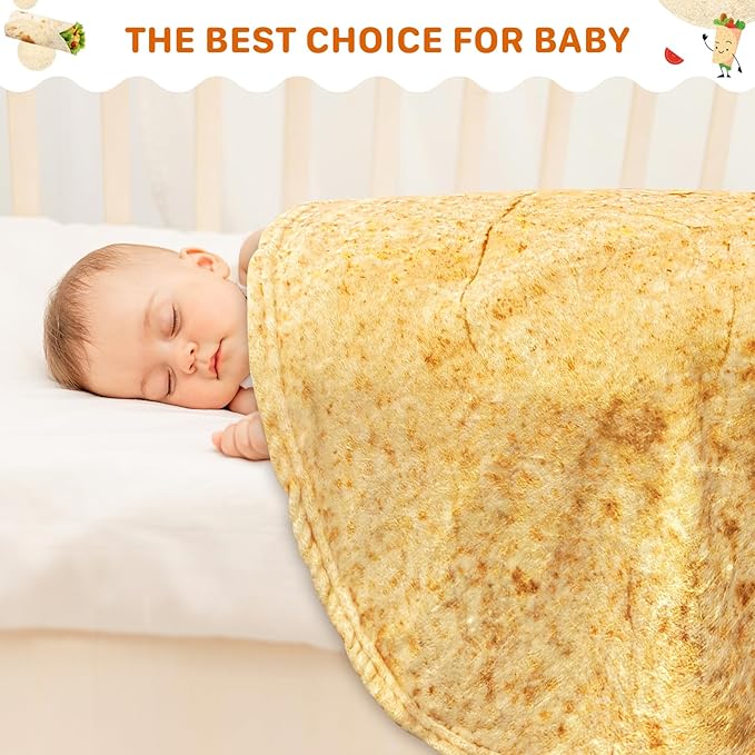 Funny Tortilla Swaddle Blanket - Soft Flannel Wearable Wrap for Newborn to 9 Months, Perfect for Baby Shower Gifts