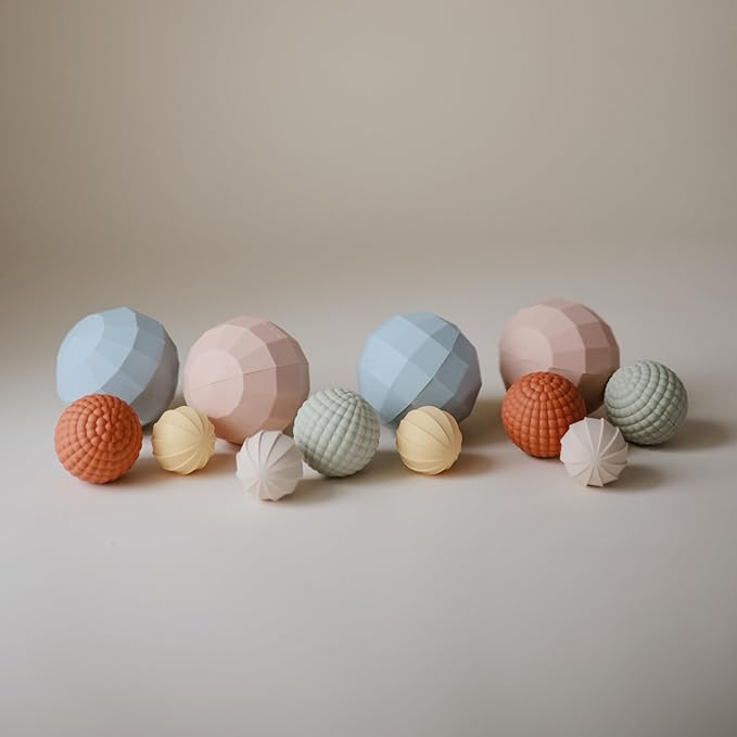 mushie Silicone Nesting Spheres Sensory Toy (Powder Blue) | Pack of 3
