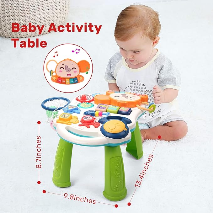 CUTE STONE Sit to Stand Learning Walker, 2 in 1 Baby Walker, Early Educational Child Activity Center, Multifunctional Removable Play Panel, Baby Music Learning Toy Gift for Infant Boys Girls