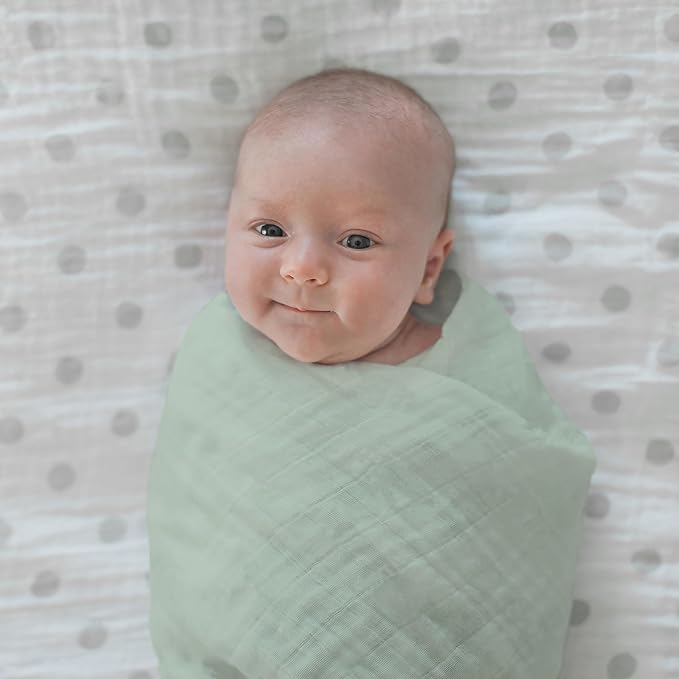 SwaddleDesigns Cotton Muslin Swaddle Blanket, Receiving Blanket for Baby Boys & Girls, Best Registry Gift, 46x46 inches, Jadeite