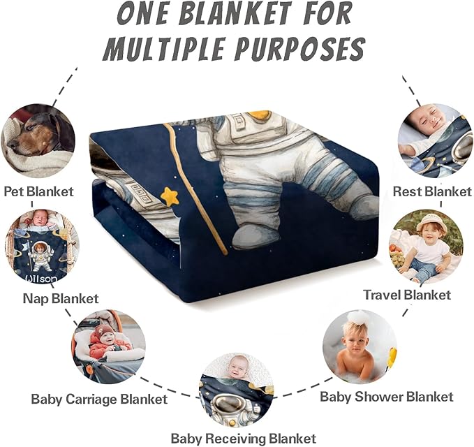 Ship Next Day, Personalized Baby Blanket for Boys Girls - Printed in USA, Custom Baby Blanket with Name Super Soft Plush Flannel, Easter Christmas Brithday Gifts for Baby Shower Kids Toddlers Newborn
