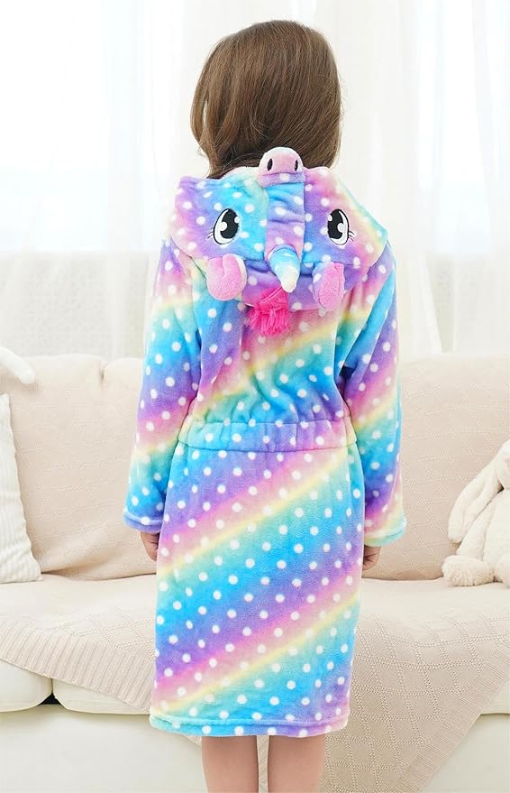 Doctor Unicorn Girls Fleece Hooded Robe Toddler Warm Fuzzy Bathrobe