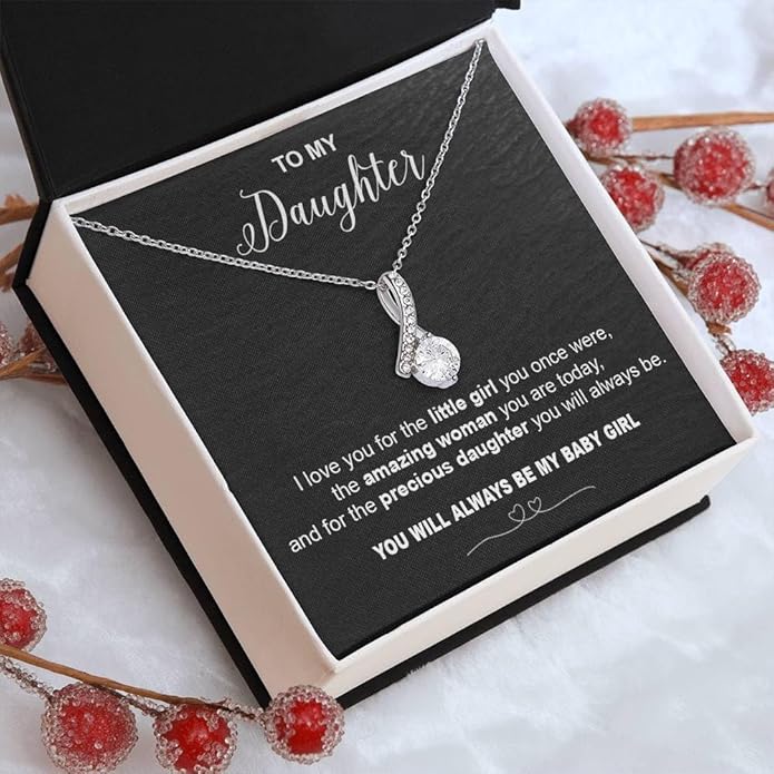 To My Daughter Gift Necklace From Dad or Mom - Badass Daughter Jewelry With Heartfelt Message & Elegant Box