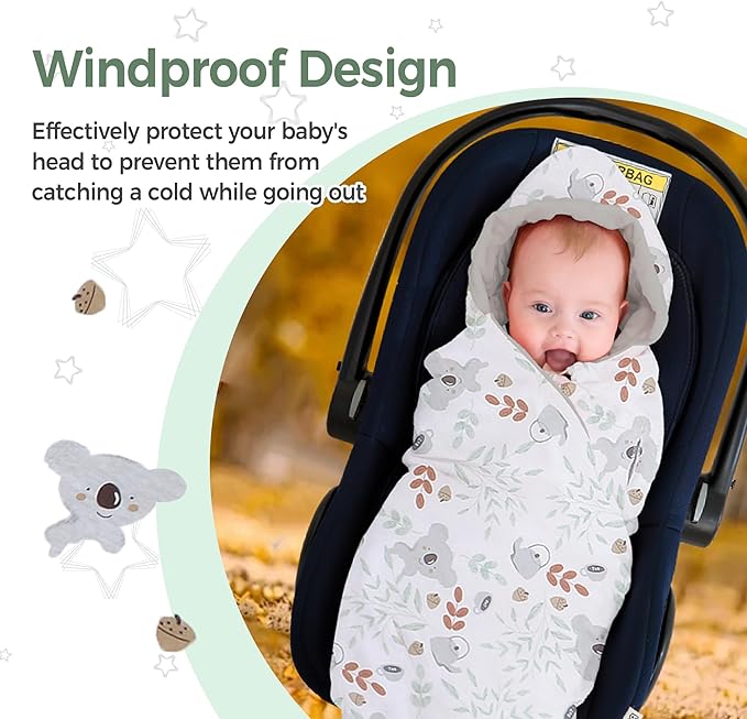 Miracle Baby Car Seat Blanket for Babies, Minky Dot Carseat Swaddle Blankets for Infants Newborn Boys and Girls (Koala)