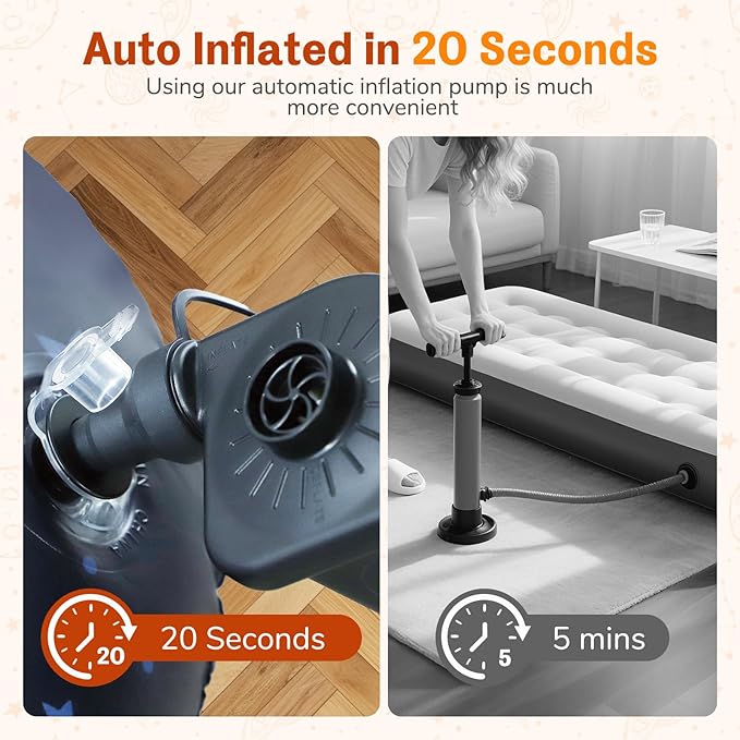 Inflatable Toddler Travel Bed Portable Camping Air Mattress with Electric Bumpers Blow Up Toddler Bed with Safe Sides Kids Travel Essentials Set for Vacation Home Outdoor-Starry Sky Blue
