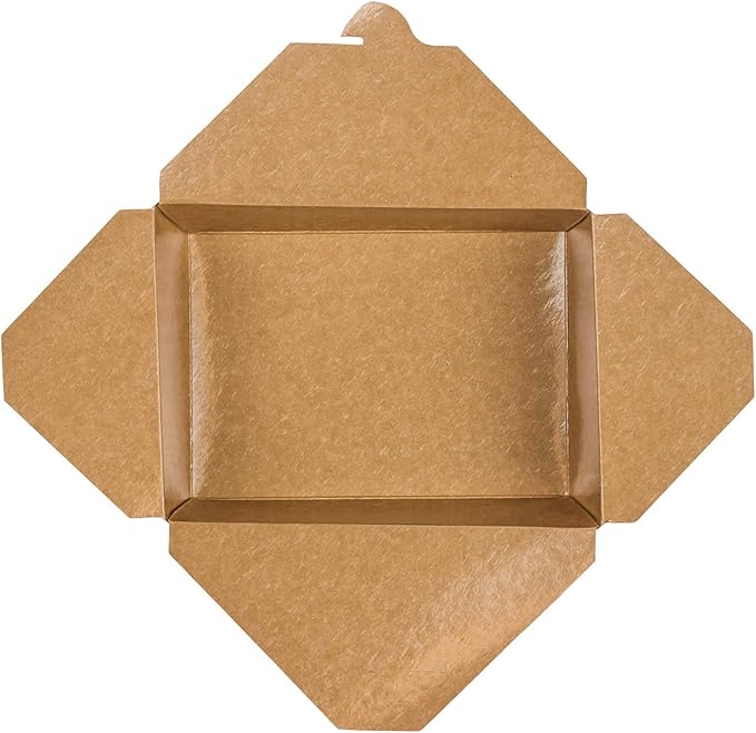 Karat Paper To Go Boxes [76 oz - 200ct] Leak-Resistant, Microwavable, Heavy-Duty Take Out Boxes | Grease Resistant & Stackable | #3 Kraft Brown