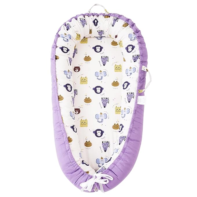 ALINUX Baby Lounger for Newborn 0-24 Months,100% Cotton Baby Lounger Cover, Suitable for Babies Aged 0-24 Months,Purple