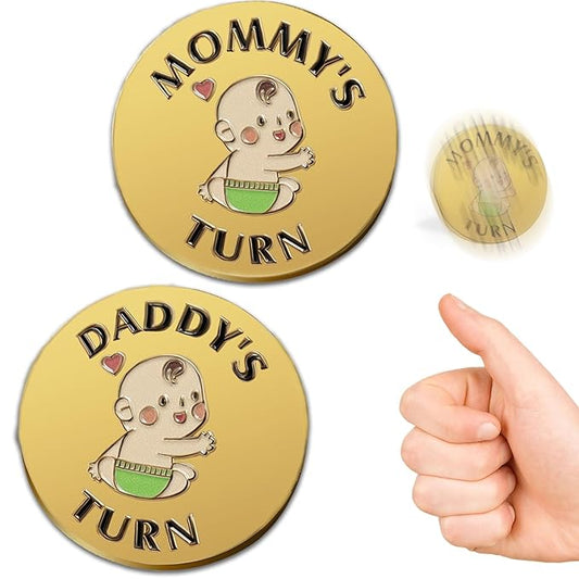 Fathers Day New Baby Gifts for Parents,Double-Sided Decision Coin Gift for New Mom & Dad,Funny Baby Shower Gifts for Couple,Gifts for Pregnant Women as Halloween Thanksgiving Christmas Gift，D-Gold