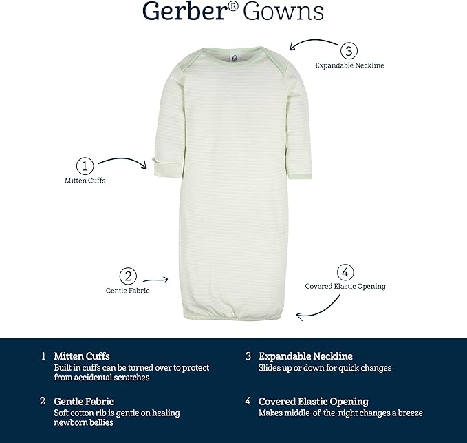 Gerber unisex-baby Baby Boy and Girls 4-pack Sleeper Gown