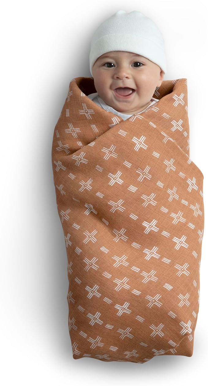Delta Children 100% Cotton Muslin Baby Receiving Blankets for Girls and Boys – 47x47 Inches (Pack of 4), Neutral Boho