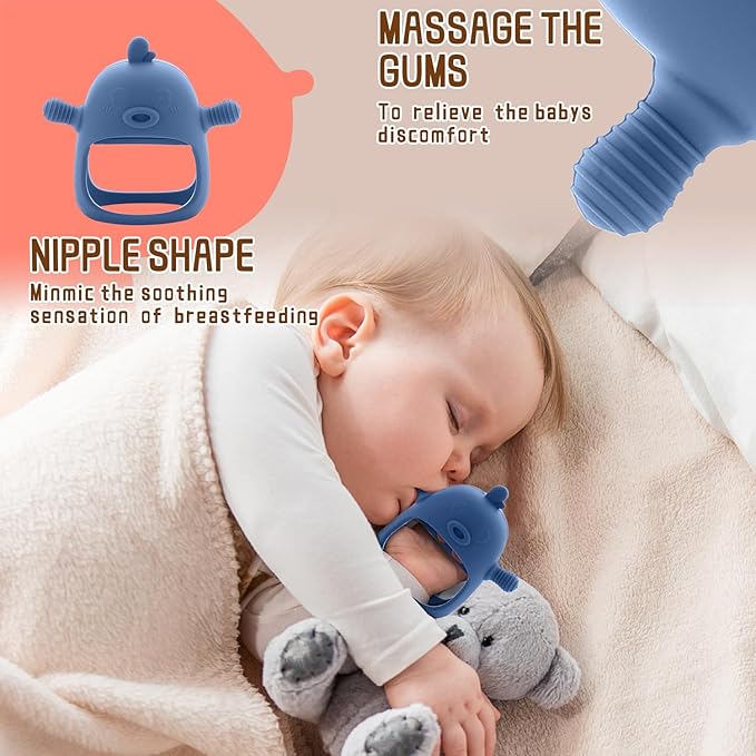 Baby Fruit Feeder & Breastmilk Popsicle Molds – (3-Pack) Teething Relief Set with Mesh & Silicone Pacifiers, Freezer Tray, Food Feeder for 0–12 Months, BPA Free – (Steel Blue)
