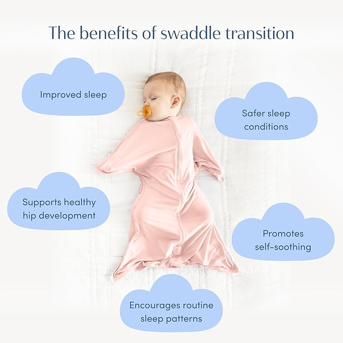 SleepingBaby EverSoft Zipadee-Zip Transition Swaddle - Roomy Wearable Blanket with Two Way Zipper - Viscose from Bamboo - Dusty Rose, Large (12-24 Month)