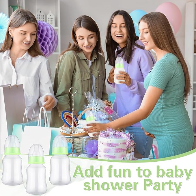 30 Pcs Baby Shower Favors Party Game Mini Baby Bottles Gift Sets for Boy Girl Gender Reveal Birthday Party Supplies Gift (Green)
