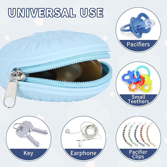 senbowe 2 Pack Silicone Pacifier Holder Case, Newborn Baby Portable Silicone Pacifier Case Cover Pouch for Diaper Bag