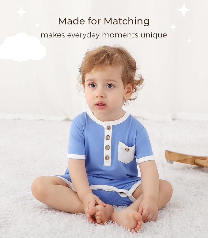 Baby Boy Romper Toddler Boys Short Sleeve Shorts Soft Jumpsuit Outfit Viscose Made from Bamboo