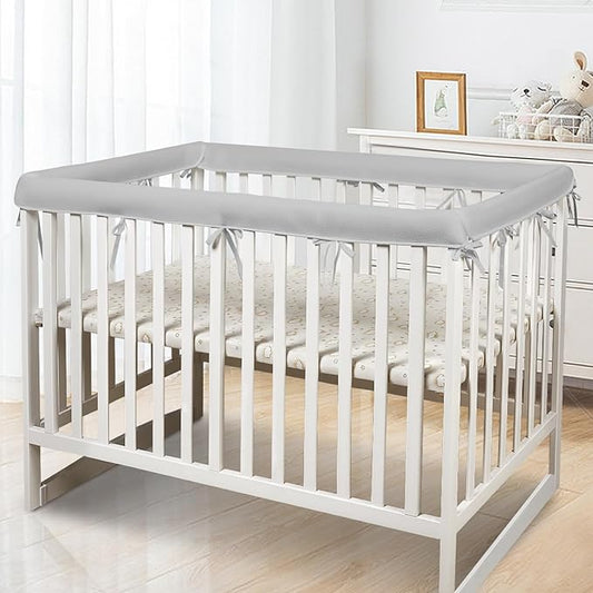 4Pc Crib Rail Covers Sets,Rail Guard for TeethingSoft Anti-Collision Strip Corner Cover, Suits for Most Standard Bed (4pc-Gray) (4pc-Gray)