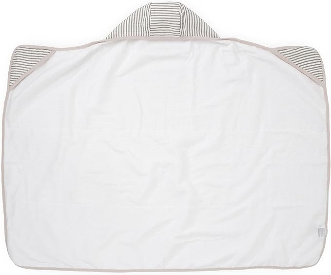 Little Unicorn Premium Hooded Bath Towel| Absorbent Cotton & Terry Blend | Larger Size, 1-6 Years (Grey Stripe)