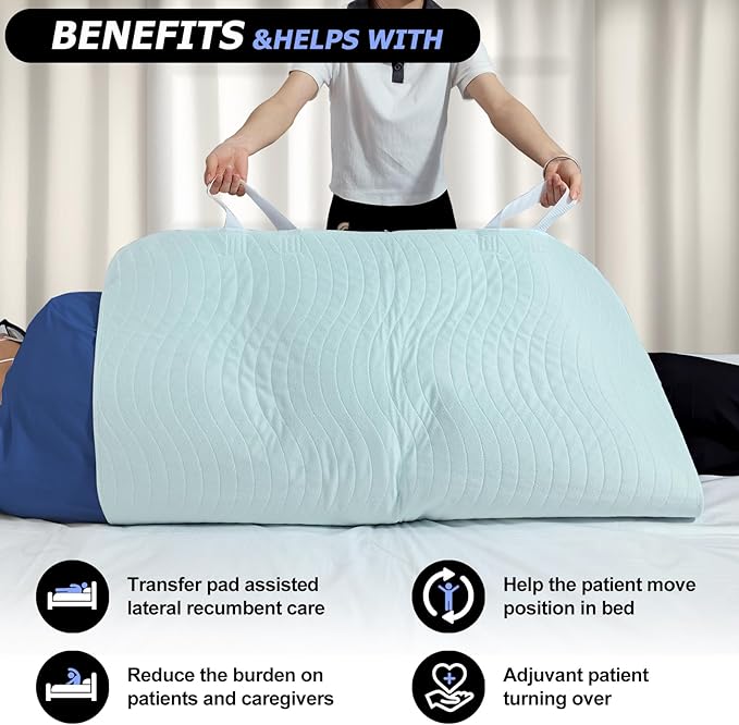 2 Pack Bed Pads for Incontinence Washable Positioning Bed Pad with Handles, Reusable Underpads Absorbent with 4-Layer Waterproof Underpads for Incontinence, Elderly Bedridden (34×36 Inch - 2 Pack)