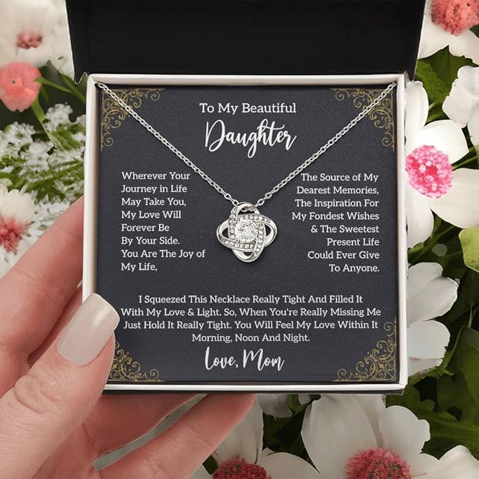 To My Daughter Gift Necklace From Dad or Mom - Badass Daughter Jewelry With Heartfelt Message & Elegant Box