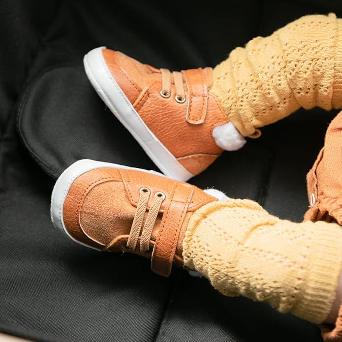 CENCIRILY Baby Boys Girls High Top Sneakers Soft Soles Anti Skid Infant Ankle Shoes Toddler Prewalker First Walking Crib Shoes