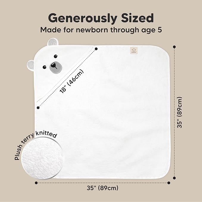 KeaBabies Hooded Baby Towel for Newborn - Viscose Derived from Bamboo Large Baby Bath Towels with Hood for Boys, Girls, Toddler, Extra Absorbent & Soft Newborn Bath Essentials (Polar)