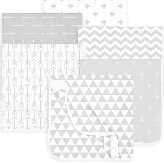 Baby Blankets – Soft Pure Cotton Blankets – 6 Pack of Breathable Swaddle Blankets – Unisex Baby Swaddle Blanket for Boys and Girls in Grey & White Designs – Multi Use Blankey – 30 x 30 inches
