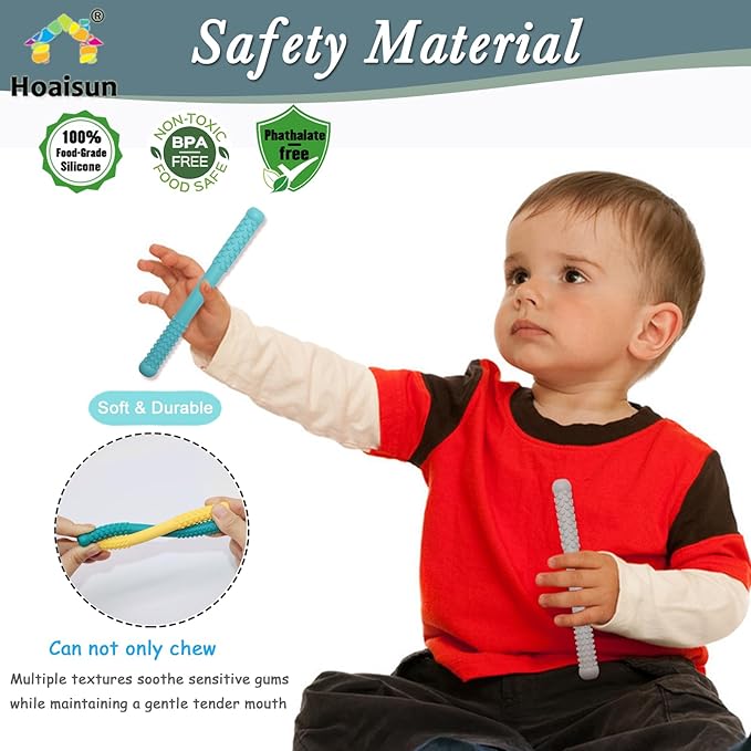 Teething Toys 3-6 Months 8 Pack, Silicone Teethers for Babies Nursing, Teething Tubes Sticks for Babies 6-12 12-18 Months, Autism Sensory Toys for Kids Chewing, Biting