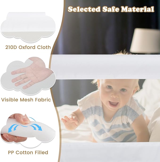 BABY JOY Bed Rails for Toddlers, Extra Long, Swing Down Safety Bed Guard for Convertible Crib, Folding Baby Bedrail for Kids Twin, Double, Full Size Queen & King Mattress (71", White)