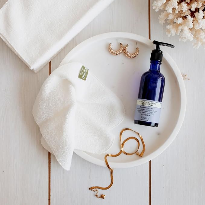 Lavien Home 12-Pack Rayon derived from Bamboo Washcloths with Multi-Purpose Clutch Bag, Ultra-Soft Absorbent Towels for Face, Body, Shower, Make-Up, Baby, and More - Cloud Touch 10"x10" (White)