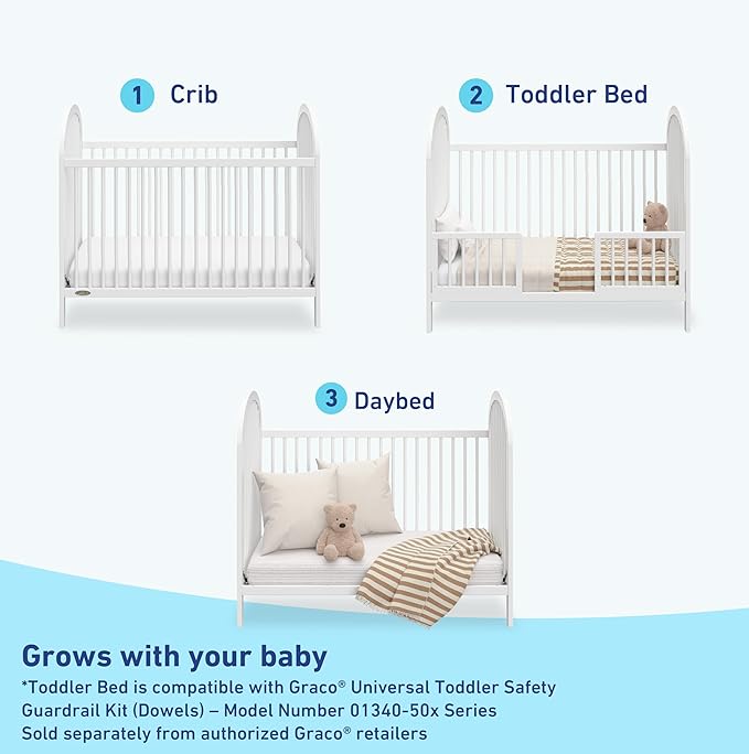 Graco Olivia Convertible Crib and Graco Premium Foam Crib & Toddler Bed Mattress Bundle (White) – GREENGUARD Gold Certified, Standard Crib Mattress, Baby Crib Converts to Toddler Bed & Daybed
