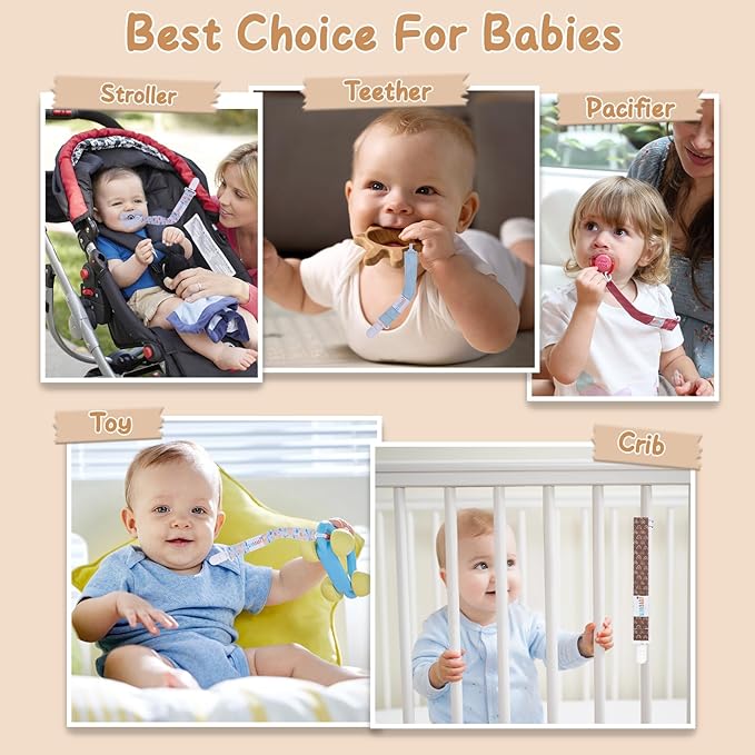 ALVABABY Baby Pacifier Clips for Boys Girls Pacifier Universal Holder Leash Pacifier Clip Binky Holder for Teether Toys Soothie 8 Packs 8DP06