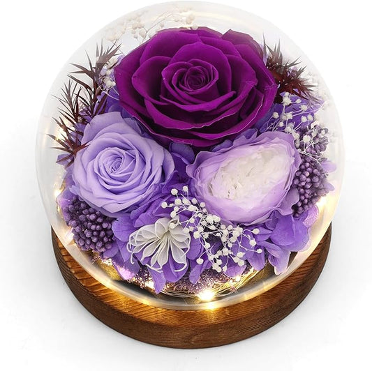 Lujechii Forever Flowers,Flowers for Delivery Prime.Birthday Gifts for Women,Moms, Lovers, Friends, Anniversaries, Preserved Flowers Unique Flower Gifts, Graduation Flower Bouquets(Purple)
