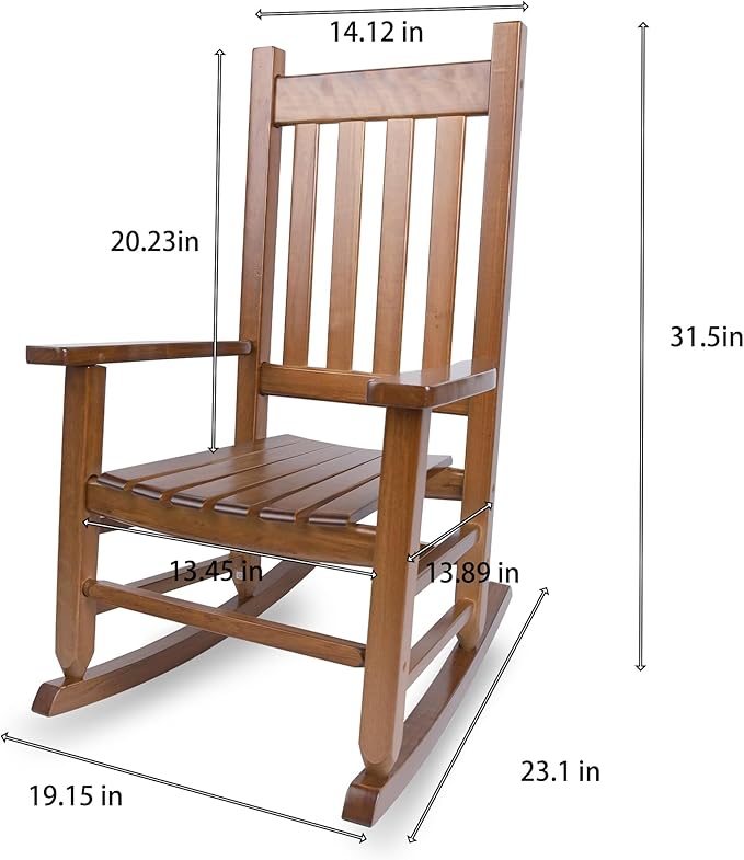 Kids Rocking Chair Set of 2 for Toddlers and Children Comfy Wooden Recliner Rocker for Baby Girls Outdoor Lounge Chair for Kids Age 6-10 Indoor Brown