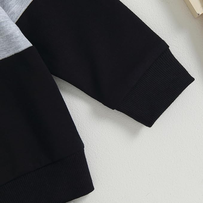 Kupretty Toddler Baby Boy Fall Winter Clothes Color Block Long Sleeve Sweatshirt Pullover Tops + Joggers Pants Outfit Set