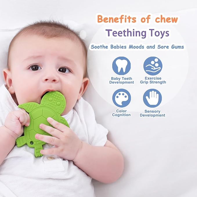 Baby Teether [Original] - Silicone Teething Toys for Babies, Ocean Sea Animals Shape Teething Relief Chew Toy | Stuff Essential and Gift for Toddler Infant Boy Girl 3+ Months | 4 Pieces