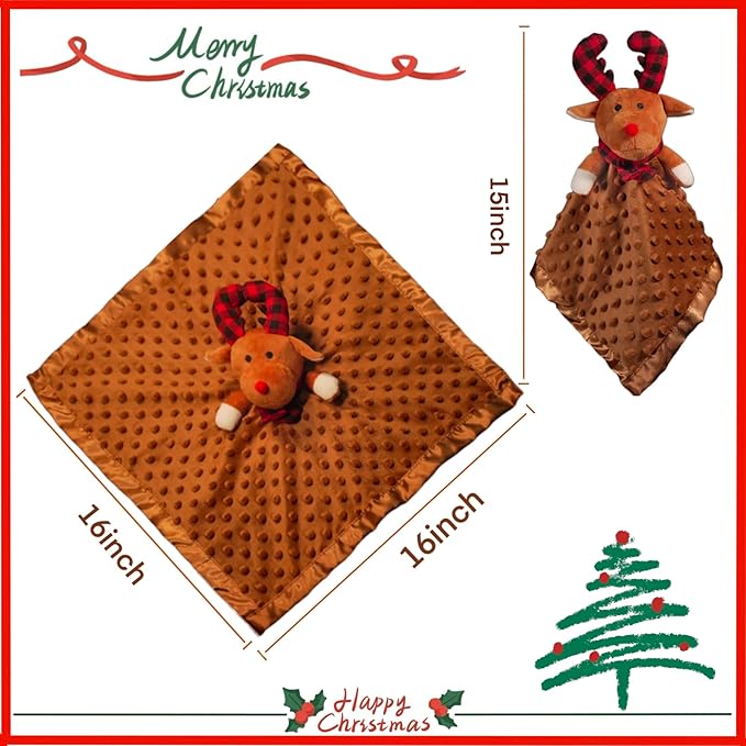 Baby Security Blanket Loveys for Babies Elk Stuffed Animal Snuggle Toy for Baby Girls and Boys Newborn