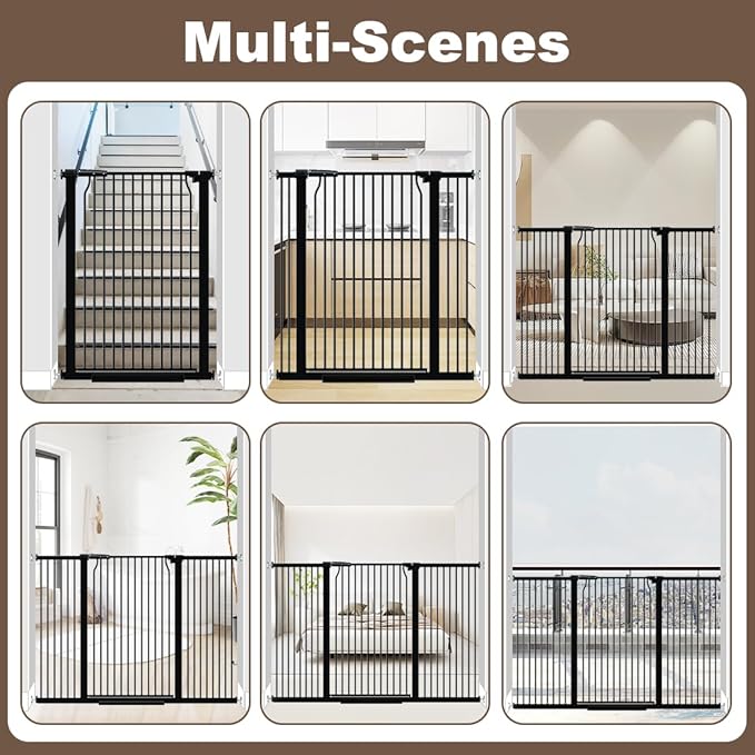 41" Extra Tall Dog Gate for Doorways Stairs, 60.3-65.7 in in Wide Baby Gates Walk Thru, No Drill Long Pet Gate for Doggie Puppy, Auto Close Large Child Safety Gate with Door Indoor, Black