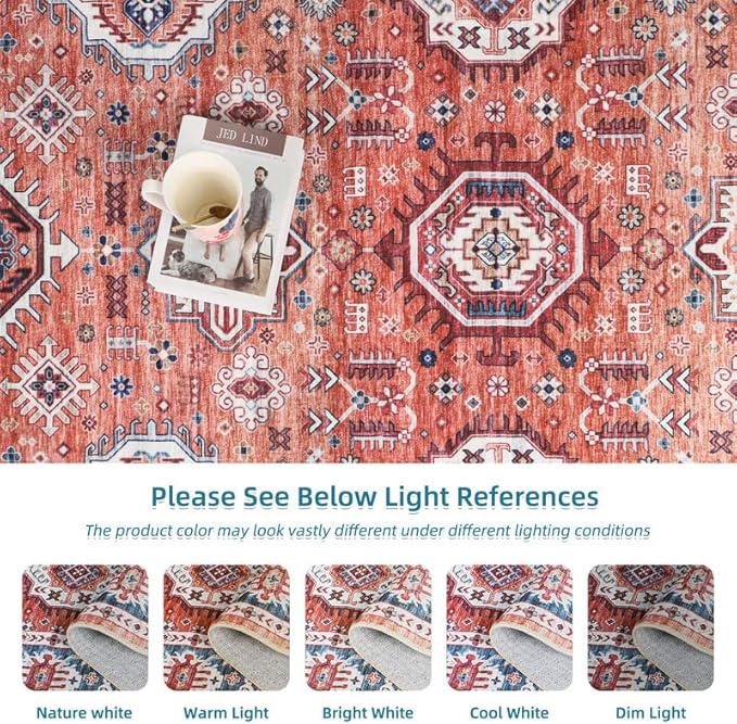 Dripex Vintage Collection Washable Area Rug - 2x3 Door Mat Small Entryway Rug Distressed Non-Slip Low-Pile Floor Carpet for Indoor Front Entrance Kitchen Bathroom Living Room Bedroom