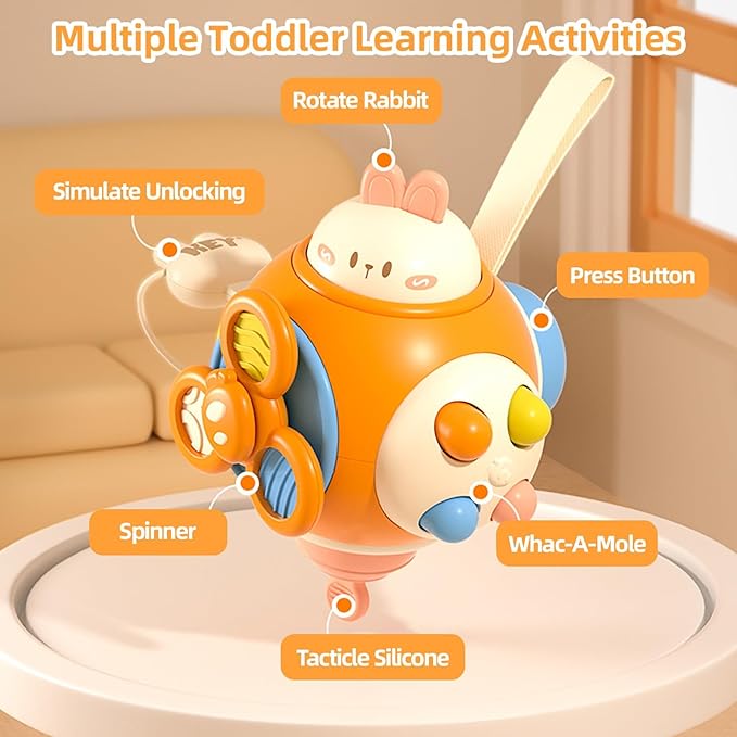 Jollybaby Montessori Baby Toys 0-12 Months, Sensory Busy Cube Fidget Board with Car Travel Toys, Educational Learning Activity Toy for Toddlers, Boys & Girls – Ideal Gift for 1 2 3 Year Olds (C Set)