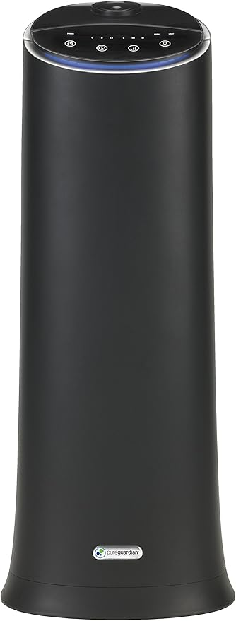 Pure Guardian Ultrasonic Cool Mist Humidifier, 100 Hour Run Time, 1.5 Gallon Tank, 440 Sq. Ft. Coverage, Medium Rooms, Quiet, Filter Free, Black, H3200BAR