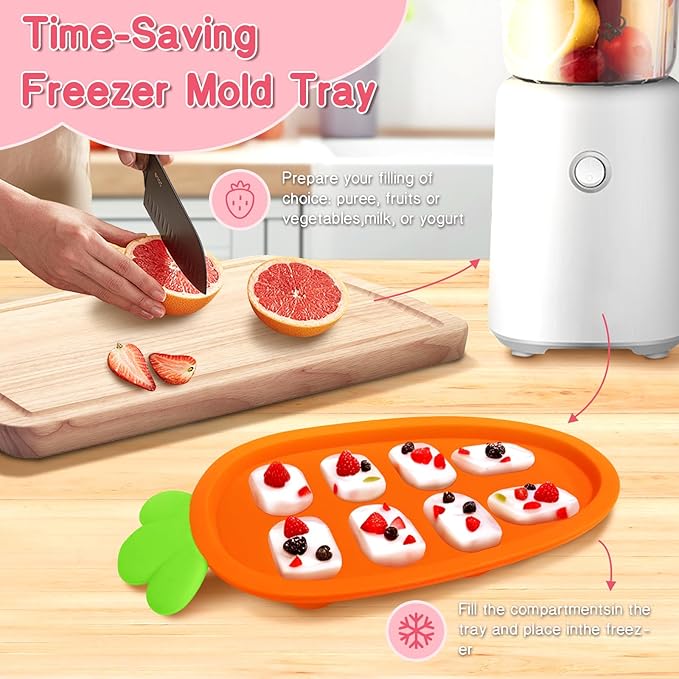 Baby Fruit Food Feeder Pacifier - Fresh Food Feeder, Infant Fruit Teething Teether Toy for 3-24 Months, 3 Pcs Silicone Pouches for Toddlers & Kids & Babies, 2-Pack (Purple Pink)