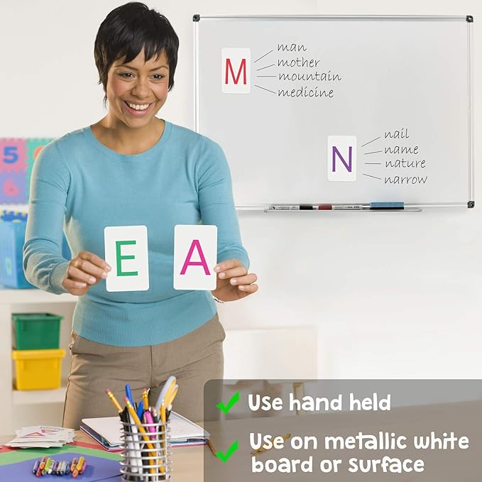 Magnetic Big Alphabet ABC Flash Cards - 26 Sturdy Uppercase Large Letters - for Classroom Teachers, Homeschool, ESL, Toddlers 2-4 Years, Kids and Adults