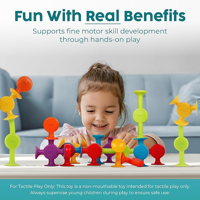 BUNMO Bath Toys Suction - Connect, Build, Create - Toddler Bath Toys - Hours of Fun & Creativity - Fine Motor Skills - Stimulating Sensory Toys - Non-Mouthable Toy 3+ - Smooth 24 Pack