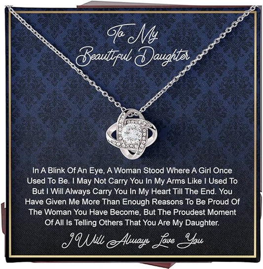 To My Daughter Gift Necklace From Dad or Mom - Badass Daughter Jewelry With Heartfelt Message & Elegant Box