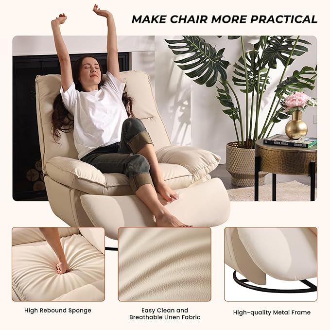 Electric Glider,Power Recliner, Reclining Sofa Chair with USB Ports,Swivel Glider Recliner Chair (Beige)