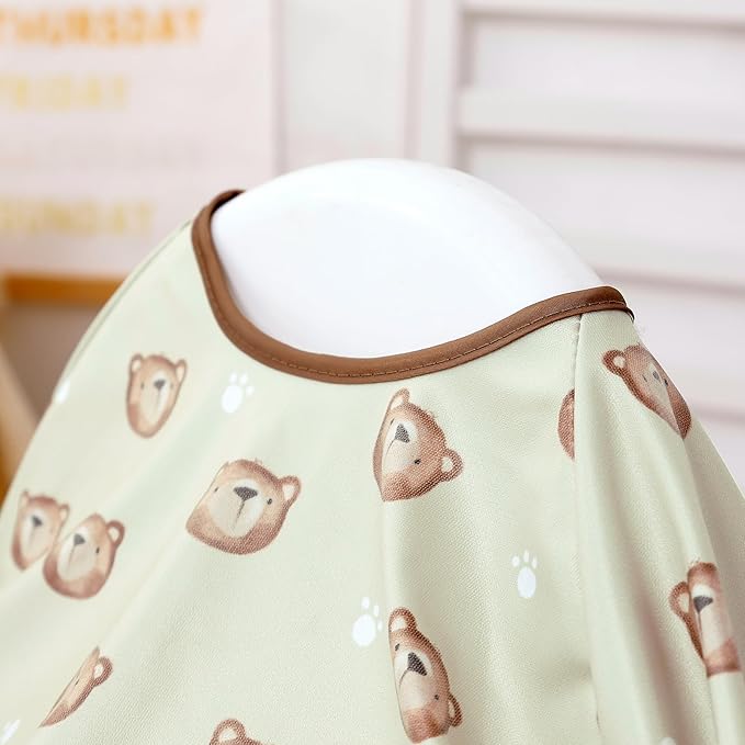 Long Sleeve Baby Bib-Mess Proof Baby Feeding Bibs with Adjustable Design for Babies during Eating or Highchair