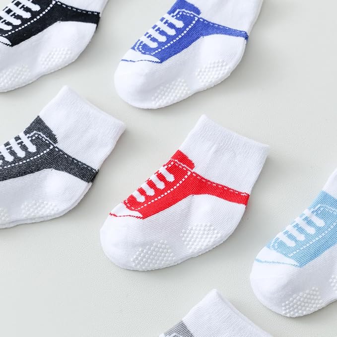 EPEIUS Unisex Baby Girls Boys Non-Slip Socks (Set of 6)