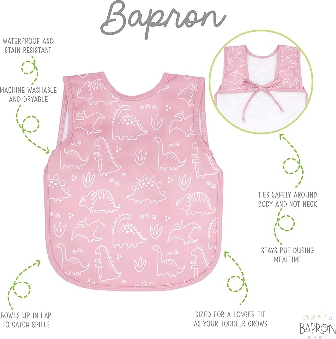 BapronBaby Animal Prints Bapron - No Neck Tie Safer Bib - Baby & Toddler - Soft Waterproof - PVC, BPA & Phthalate Free - 6m+