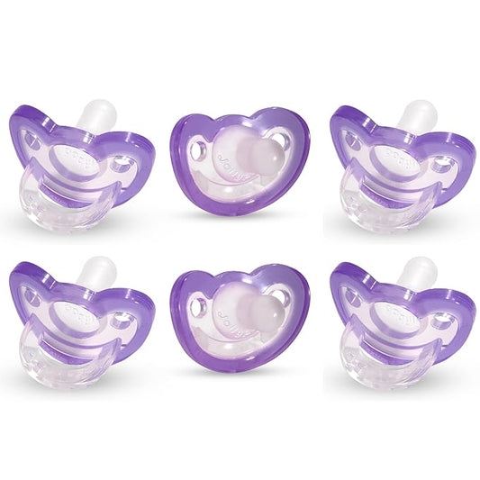 RaZbaby Jollypop Pacifier for Newborns & Up, USA Made, Natural Shaped Orthodontic Binky, Lovingly Shared in NICUs & Hospitals Worldwide, Medical-Grade 100% BPA-Free - 0-3 Months, 6 Pack - Lavender